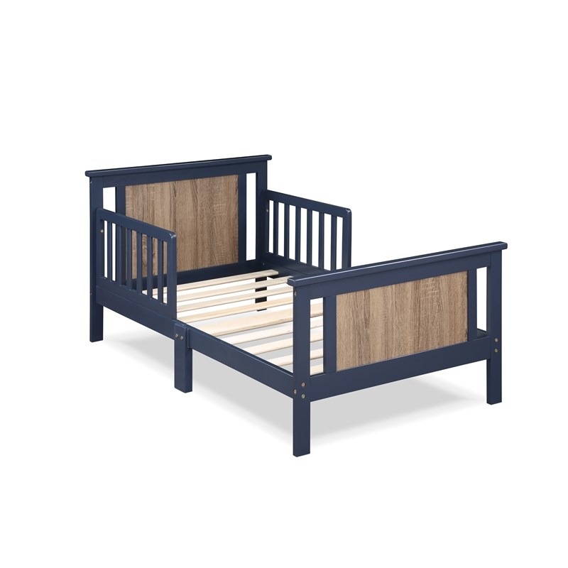 Olive & Opie Connelly Wood Reversible Panel Toddler Bed in Midnight Blue