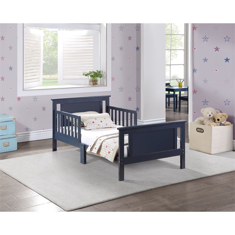 Olive & Opie Connelly Wood Reversible Panel Toddler Bed in Midnight Blue