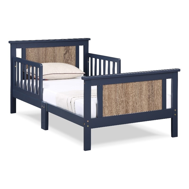 Olive & Opie Connelly Wood Reversible Panel Toddler Bed in Midnight Blue