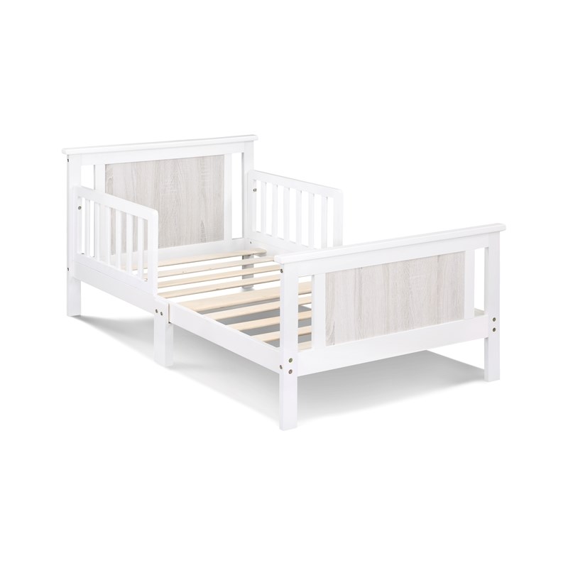 Olive & Opie Connelly Wood Reversible Panel Toddler Bed in White/Rockport Gray