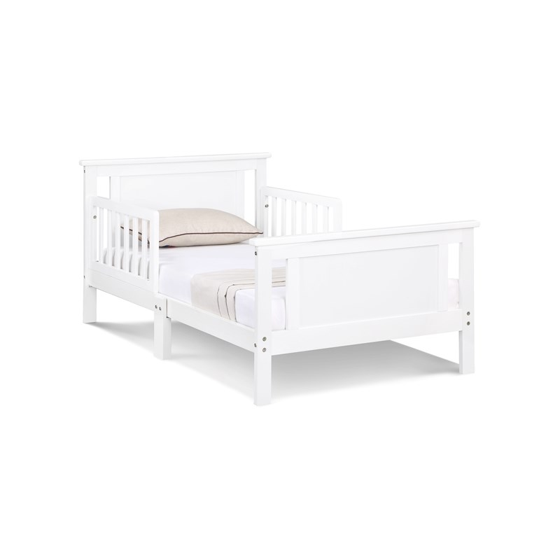 Olive & Opie Connelly Wood Reversible Panel Toddler Bed in White/Rockport Gray