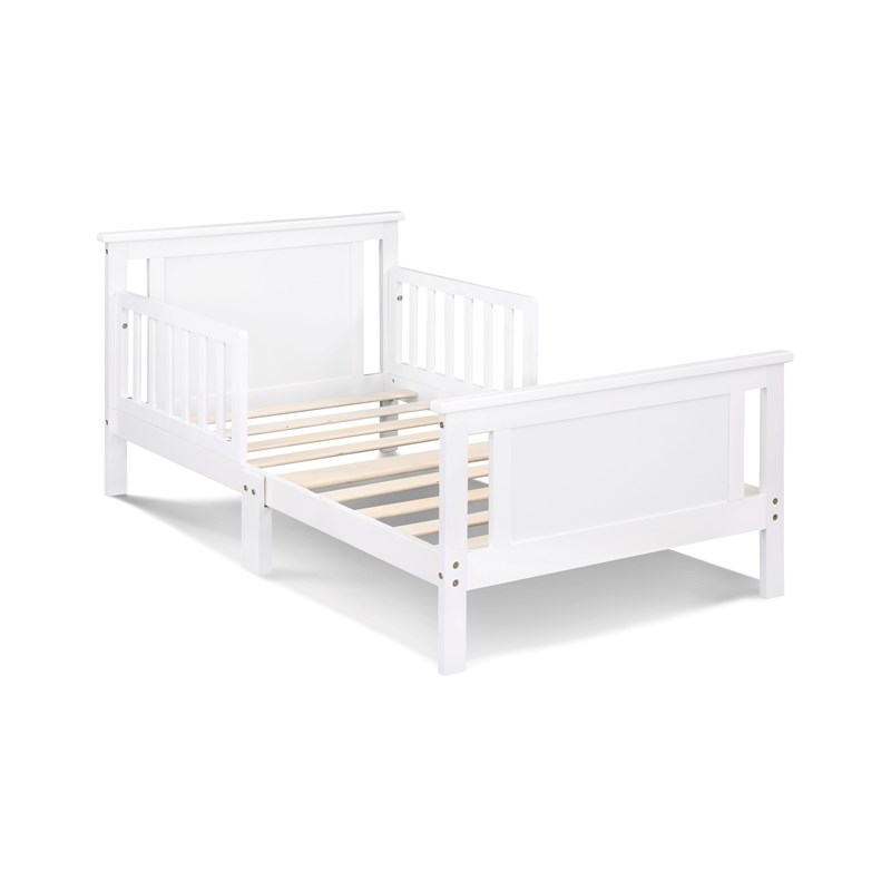 Olive & Opie Connelly Wood Reversible Panel Toddler Bed in White/Rockport Gray