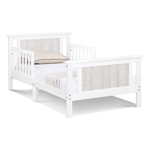 olive & opie connelly wood reversible panel toddler bed in white/rockport gray