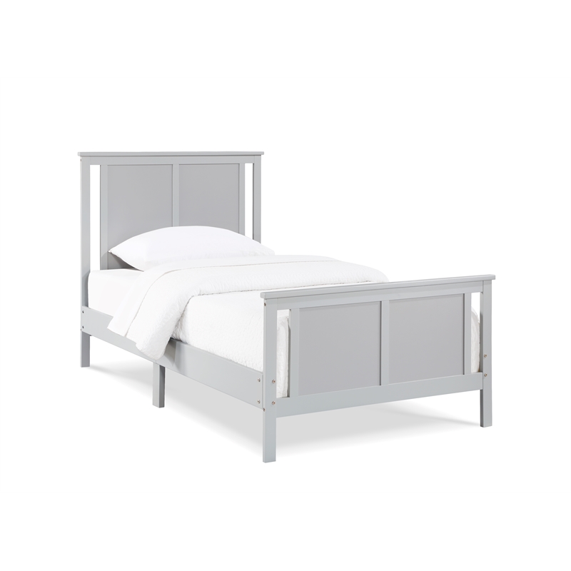 Olive & Opie Connelly Wood Reversible Panel Twin Bed in Gray/Rockport Gray