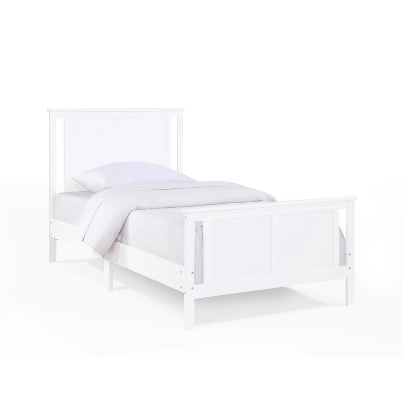 Olive & Opie Connelly Wood Reversible Panel Twin Bed in White/Rockport Gray