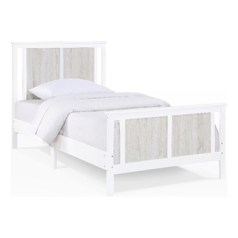 Olive & Opie Connelly Wood Reversible Panel Twin Bed in White/Rockport Gray