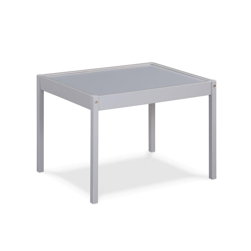 Olive & Opie Della 3-Piece Traditional Wood Kids Table & Chair Set in Gray