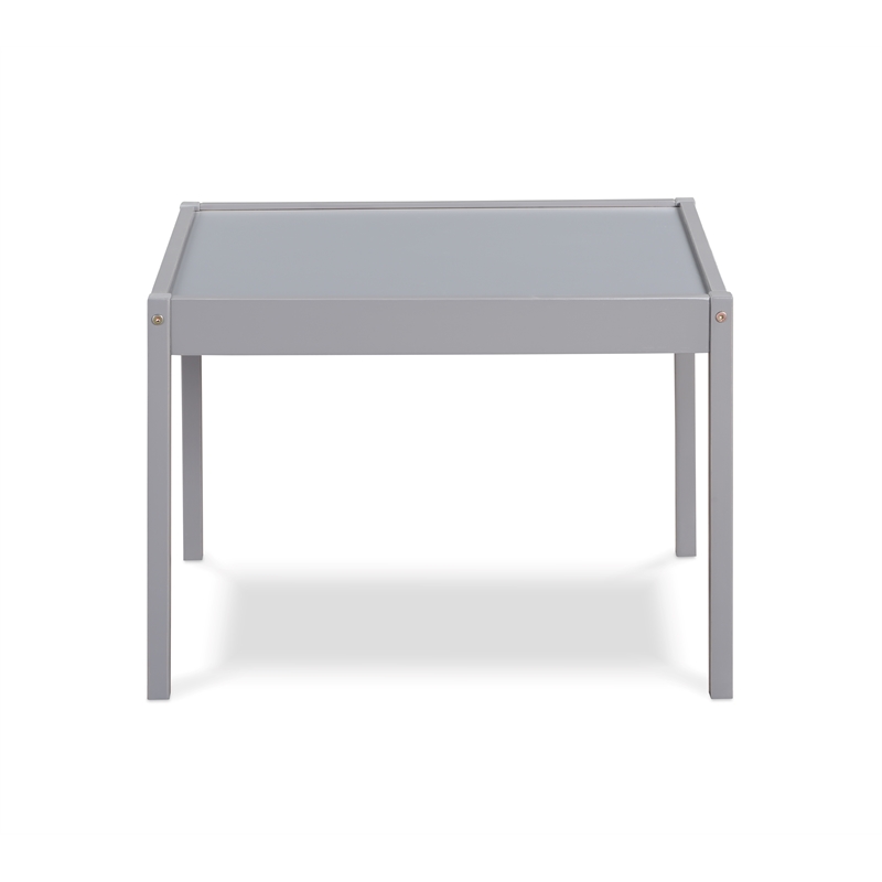 Olive & Opie Della 3-Piece Traditional Wood Kids Table & Chair Set in Gray