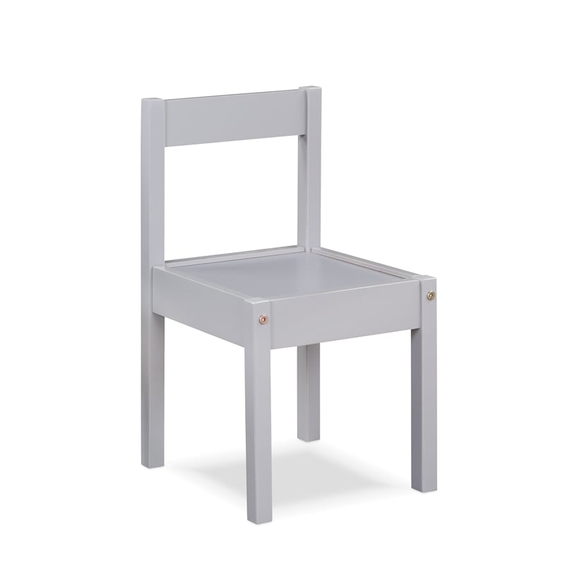 Olive & Opie Della 3-Piece Traditional Wood Kids Table & Chair Set in Gray
