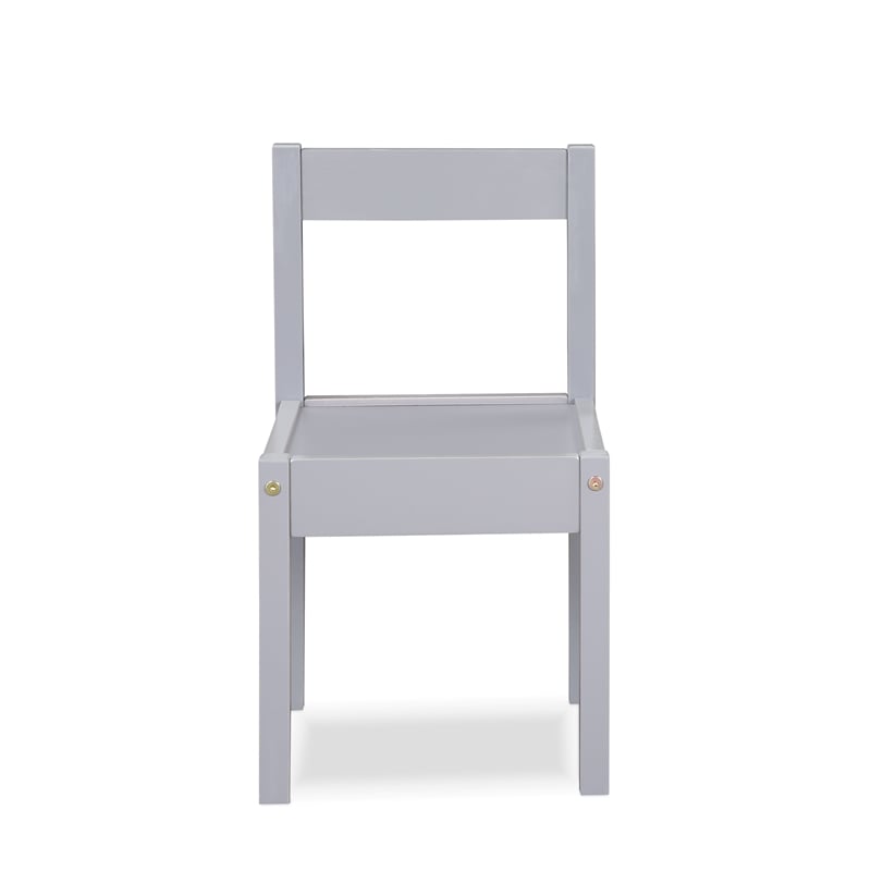 Olive & Opie Della 3-Piece Traditional Wood Kids Table & Chair Set in Gray