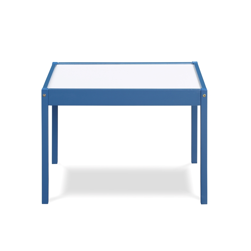 Olive & Opie Gibson 3-Piece Wood Dry Erase Kids Table & Chair Set in Dark Blue