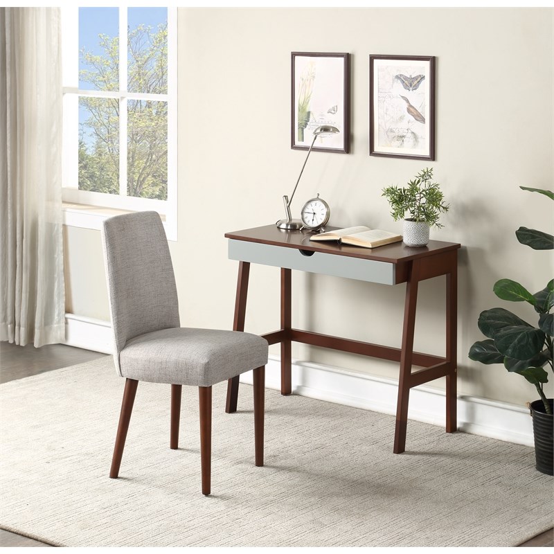 Olive & Opie Hilton Traditional Wood Desk in Espresso and Gray