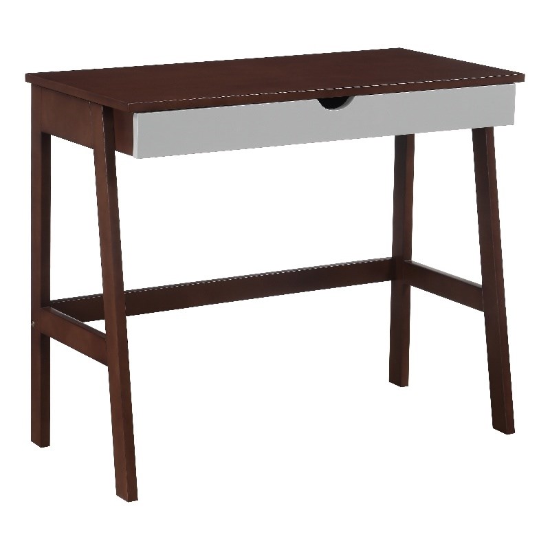 Olive & Opie Hilton Traditional Wood Desk in Espresso and Gray