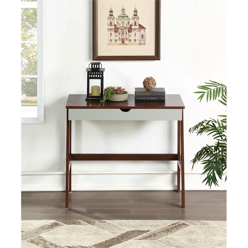 Olive & Opie Hilton Traditional Wood Desk in Espresso and Gray