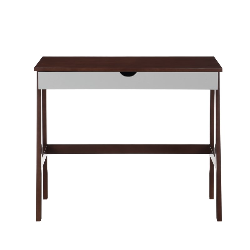 Olive & Opie Hilton Traditional Wood Desk in Espresso and Gray