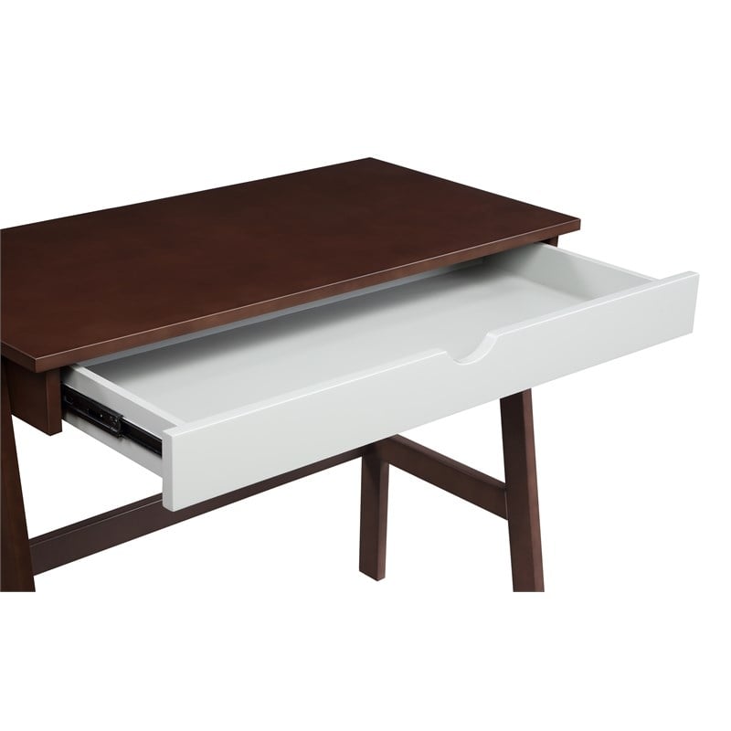 Olive & Opie Hilton Traditional Wood Desk in Espresso and Gray