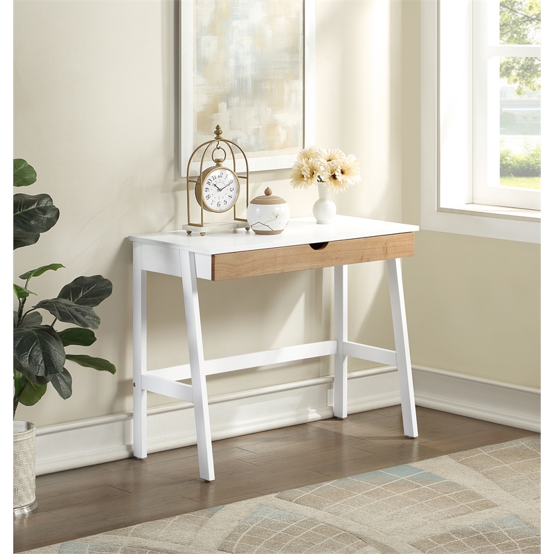 Olive & Opie Hilton Traditional Wood Desk in White and Natural