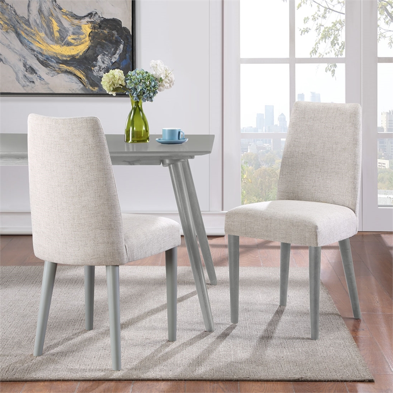 Olive & Opie Taylor Traditional Wood and Fabric Chair in Gray Finish