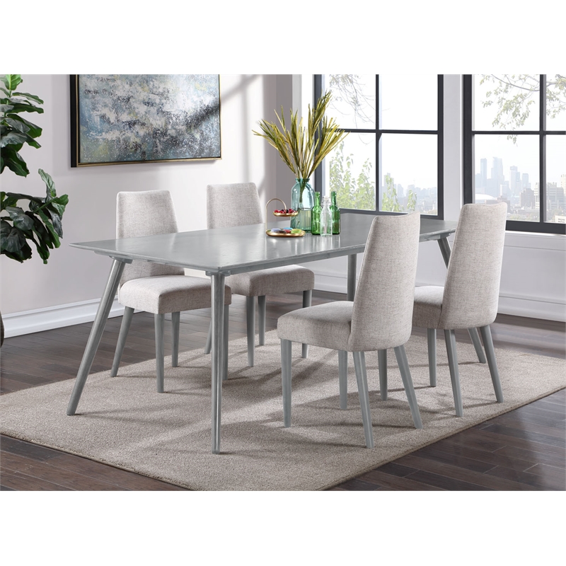 Olive & Opie Taylor Traditional Wood and Fabric Chair in Gray Finish