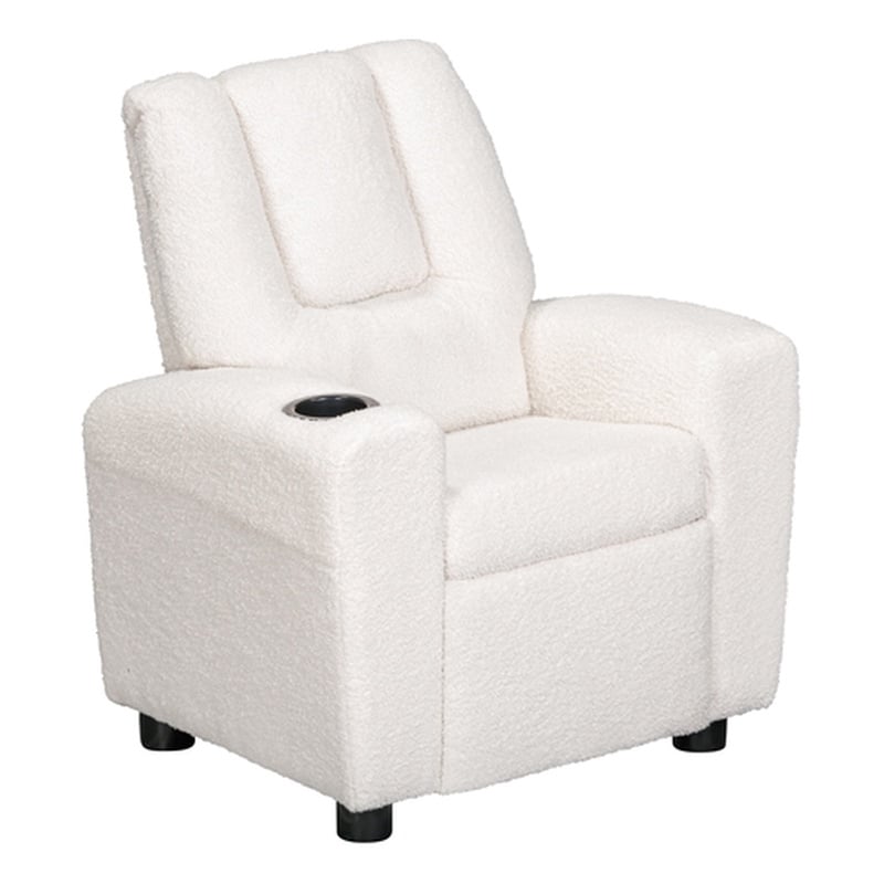 Chase Kids Recliner in Wooly White