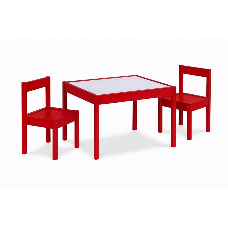 Gibson 3-Piece Dry Erase Kids Table And Chair Set Red