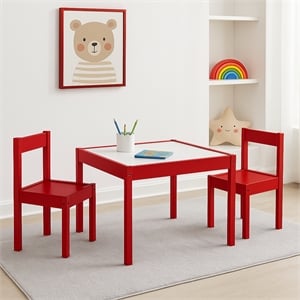 Gibson 3-Piece Dry Erase Kids Table And Chair Set Red