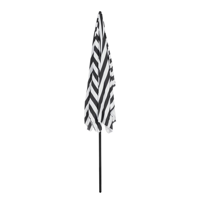 Greemotion Sleek 7.5' Adjustable Steel Black and White Fabric Patio Umbrella