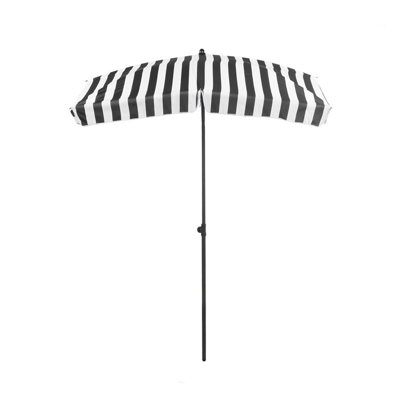 Greemotion Sleek 7.5' Adjustable Steel Black and White Fabric Patio Umbrella