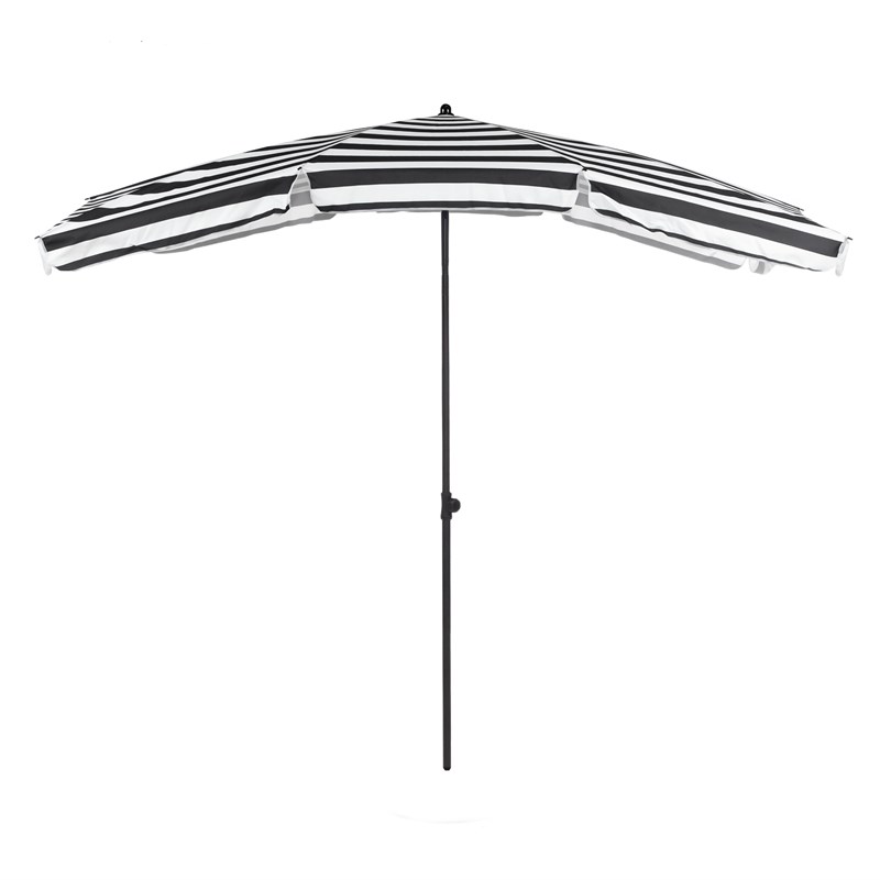 Greemotion Sleek 7.5' Adjustable Steel Black and White Fabric Patio Umbrella
