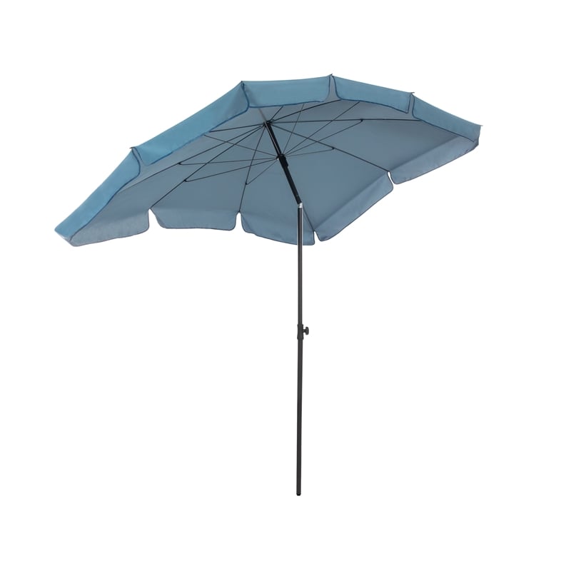 Greemotion Sleek 7.5' Adjustable Stainless Steel Blue Fabric Patio Umbrella