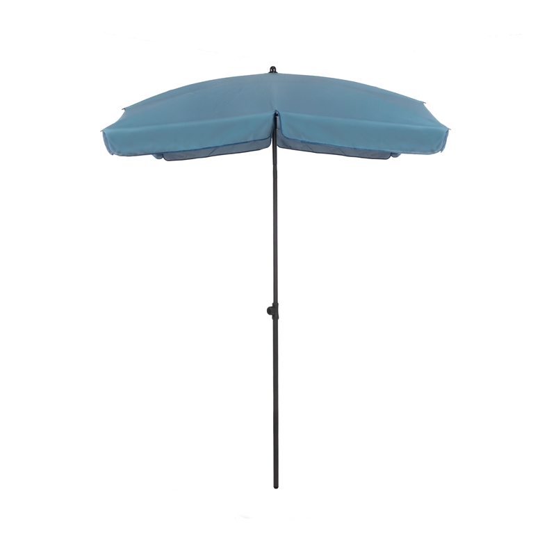 Greemotion Sleek 7.5' Adjustable Stainless Steel Blue Fabric Patio Umbrella