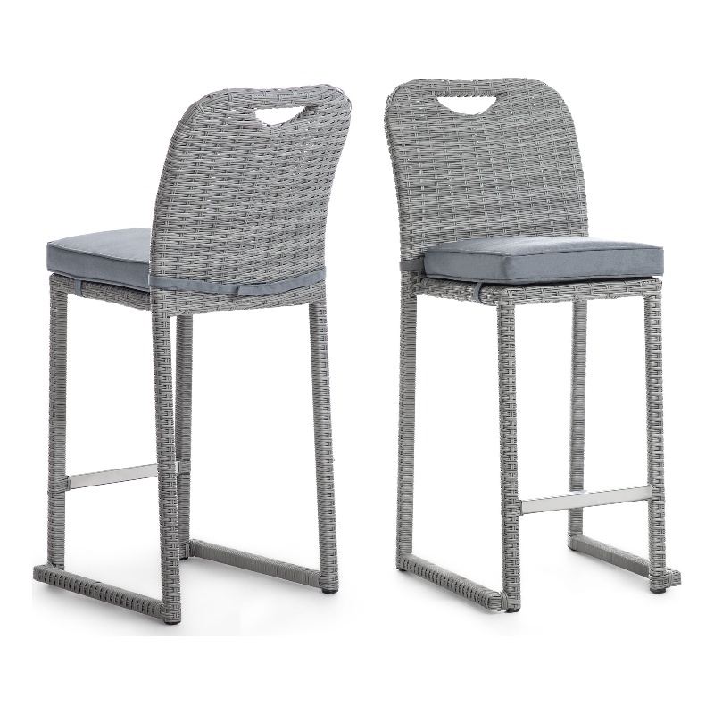 Greemotion Cyprus Stainless Steel Gray Outdoor Bar Height Dining Stools Set of 6