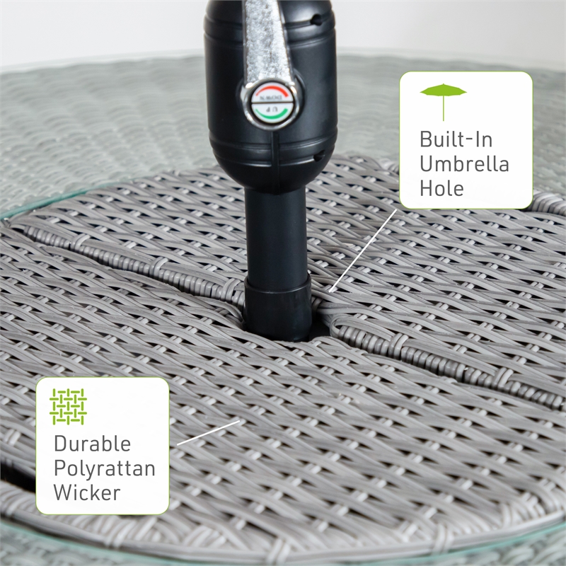 Greemotion Cyprus Outdoor Bar Height Glass Gray Dining Table with Ice Bucket