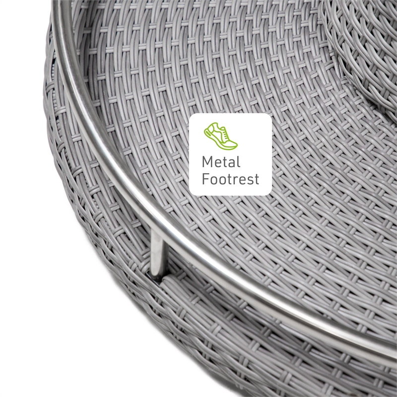 Greemotion Cyprus Outdoor Bar Height Glass Gray Dining Table with Ice Bucket