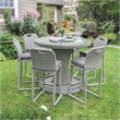 Greemotion Cyprus Outdoor Bar Height Glass Gray Dining Table with Ice Bucket
