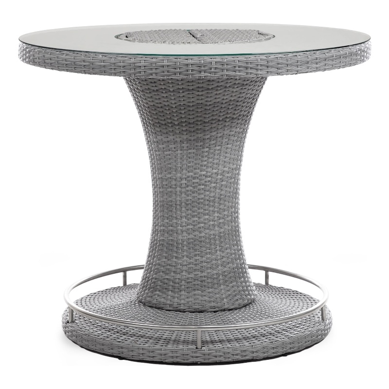 Greemotion Cyprus Outdoor Bar Height Glass Gray Dining Table with Ice Bucket