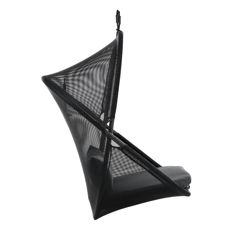 Greemotion Crush Outdoor Foldable Mesh Egg Swing Chair in Black Fabric