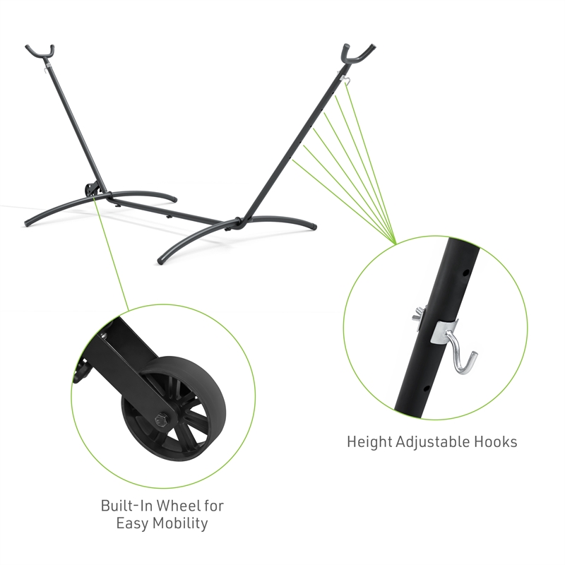 Greemotion Haley Outdoor Heavy Duty Metal Hammock Stand in Black