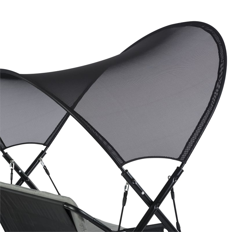 Greemotion Sandor Outdoor Metal Swing with Canopy Sun Shade in Black