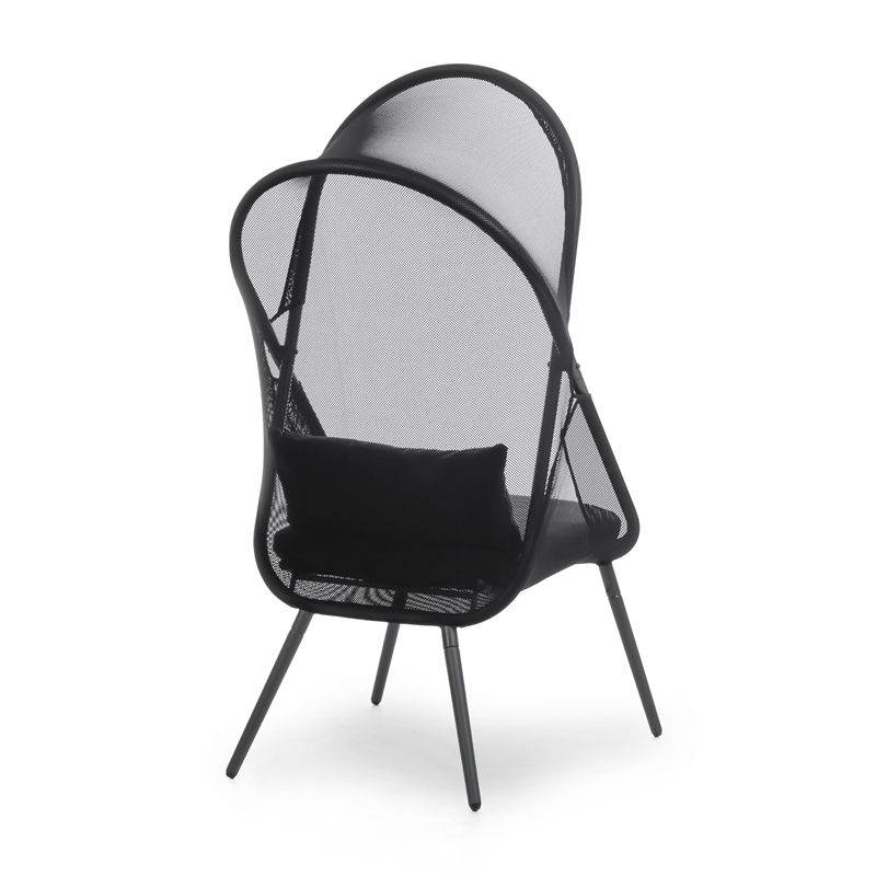 Greemotion Alverta 2-Piece Black Outdoor Fabric Mesh Foldable Chair