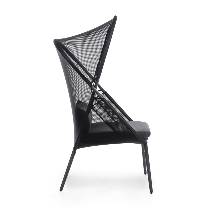 Greemotion Alverta 2-Piece Black Outdoor Fabric Mesh Foldable Chair