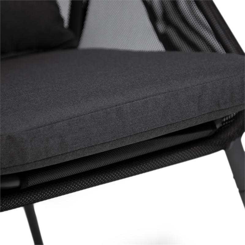 Greemotion Alverta 2-Piece Black Outdoor Fabric Mesh Foldable Chair