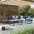 Greemotion San Jose Modular Teak Solid Wood Sectional Sofa in Gunmetal/Natural