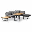 Greemotion San Jose Modular Teak Solid Wood Sectional Sofa in Gunmetal/Natural