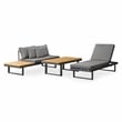 Greemotion San Jose Modular Teak Solid Wood Sectional Sofa in Gunmetal/Natural