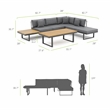Greemotion San Jose Modular Teak Solid Wood Sectional Sofa in Gunmetal/Natural
