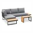 Greemotion Samara Modular Teak Solid Wood Sectional Sofa in Natural/Gunmetal