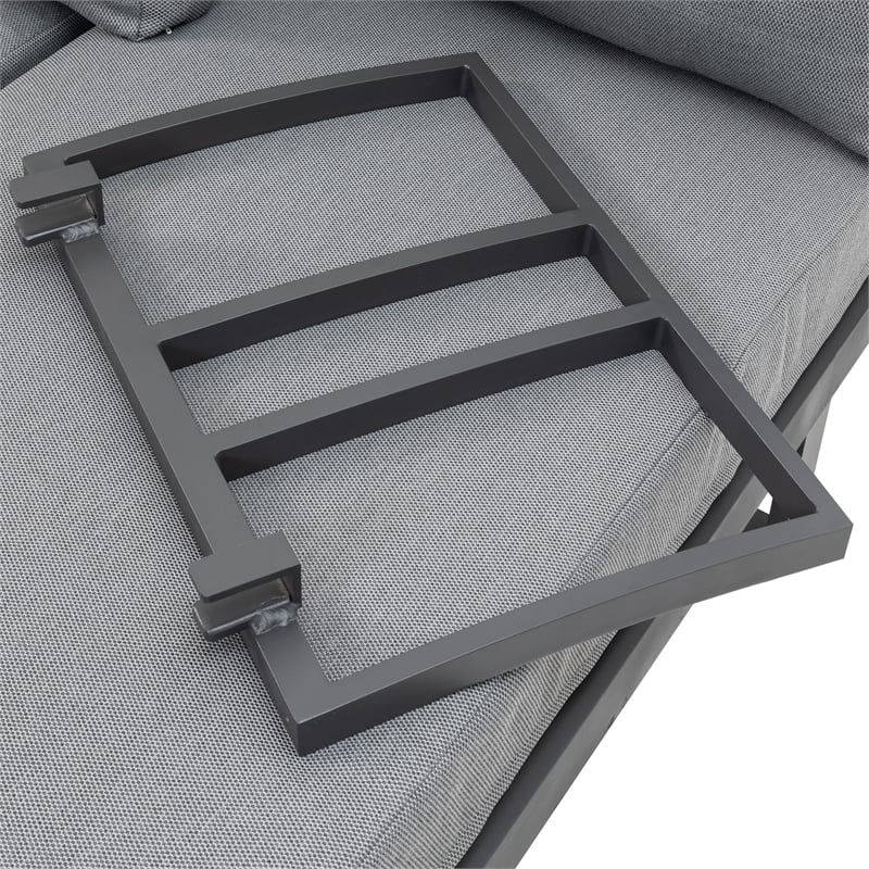 Greemotion Samara Modular Teak Solid Wood Sectional Sofa in Natural/Gunmetal