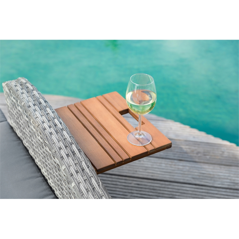 Greemotion Bahia Tobago Solid Teak Wood Outdoor Modular Daybed in Gray/Natural