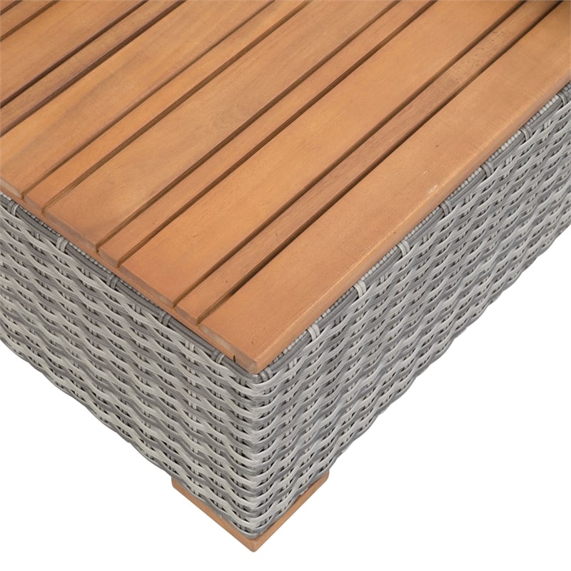 Greemotion Bahia Tobago Solid Teak Wood Outdoor Modular Daybed in Gray/Natural